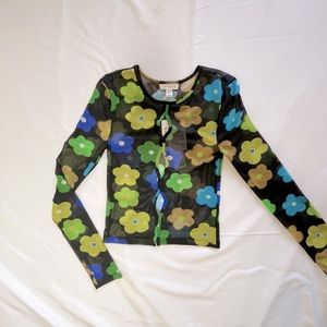 topshop floral mesh cutout crop top